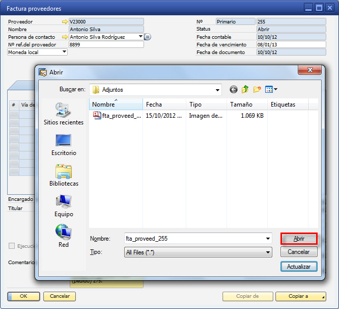 Abrir fichero generado para escaneado en SAP Business One