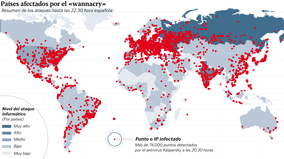 Países afectados por Ransomware